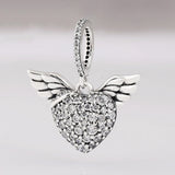 925 Silver Heart & Angel Wings Pendant Necklace for Women