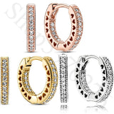 925 Silver Pave Hearts Hoop Earrings Women Gift DIY Jewelry