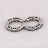 925 Silver Pave Hearts Hoop Earrings Women Gift DIY Jewelry