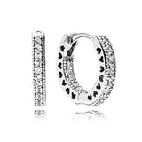 925 Silver Pave Hearts Hoop Earrings Women Gift DIY Jewelry