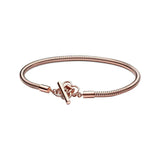 925 Silver Peace Knot T-bar Snake Chain Bracelet for Women