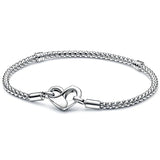 925 Silver Peace Knot T-bar Snake Chain Firecracker Bracelet