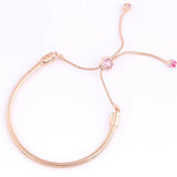 925 Silver Peach Blossom Sliding Bracelet Women Charm Gift DIY Jewelry