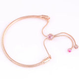 925 Silver Peach Blossom Sliding Bracelet Women Charm Gift DIY Jewelry