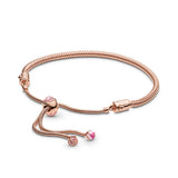 925 Sterling Silver Peach Blossom Flower Bracelet for Women