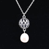 925 Sterling Silver Pearl Drop Pendant Necklace Women Bead Charm Gift