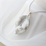 925 Silver Leaf Pendant with Freshwater Pearl, Women's Jewelry Gift
