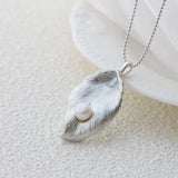925 Silver Leaf Pendant with Freshwater Pearl, Women's Jewelry Gift