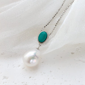 925 Silver Pendant Natural Baroque Pearl Inlaid Women's Jewelry Gift