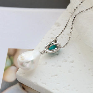 925 Silver Pendant Natural Baroque Pearl Inlaid Women's Jewelry Gift