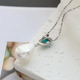 925 Silver Pendant Natural Baroque Pearl Inlaid Women's Jewelry Gift