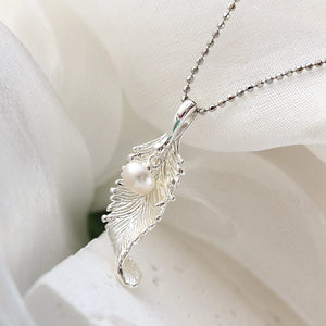 925 Silver Pendant Freshwater Pearl Feather Women Pendant