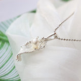 925 Silver Pendant Freshwater Pearl Feather Women Pendant