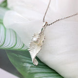 925 Silver Pendant Freshwater Pearl Feather Women Pendant