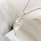 925 Silver Pendant Freshwater Pearl Feather Women Pendant