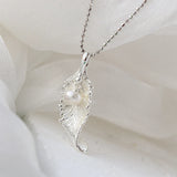 925 Silver Pendant Freshwater Pearl Feather Women Pendant