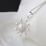925 Silver Pendant Natural Freshwater Pearl Petal Pendant