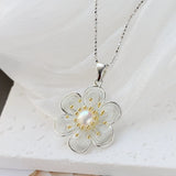 925 Silver Pendant Freshwater Pearl Petal Pendant Lady Fine Jewelry Gift