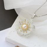 925 Silver Pendant Freshwater Pearl Petal Pendant Lady Fine Jewelry Gift