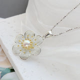 925 Silver Pendant Freshwater Pearl Petal Pendant Lady Fine Jewelry Gift