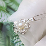 925 Silver Pendant Natural Freshwater Pearl Petal Pendant Jewelry Gift