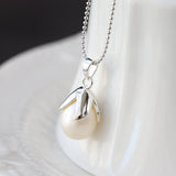 925 Silver Pendant with Natural Freshwater Pearl Inlay