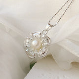 925 Silver Pendant Natural Freshwater Pearl Petal Pendant Jewelry Gift