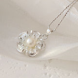 925 Silver Pendant Natural Freshwater Pearl Petal Pendant Jewelry Gift