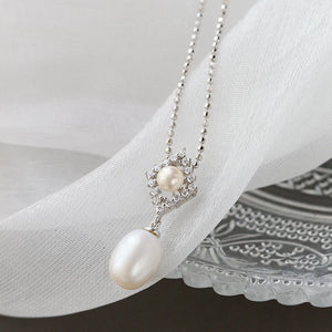 925 Silver Pendant Natural Freshwater Pearl Rhomb Pendant Lady Jewelry Gift