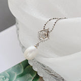 925 Silver Pendant Natural Freshwater Pearl Rhomb Pendant Lady Jewelry Gift