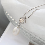925 Silver Pendant Natural Freshwater Pearl Rhomb Pendant Lady Jewelry Gift