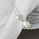 925 Silver Pendant Natural Freshwater Pearl Rhomb Pendant Lady Jewelry Gift