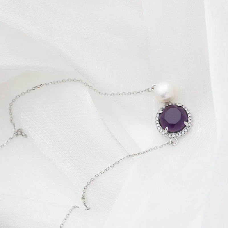 925 Silver Pendant Freshwater Pearl Necklace Gift