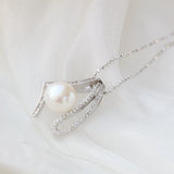 925 Silver Pendant Inlaid Freshwater Pearl Geometry Fine Jewelry