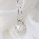 925 Silver Pendant Inlaid Freshwater Pearl Geometry Fine Jewelry