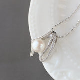925 Silver Pendant Inlaid Freshwater Pearl Geometry Fine Jewelry