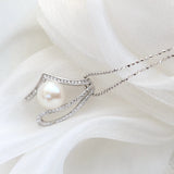 925 Silver Pendant Inlaid Freshwater Pearl Geometry Fine Jewelry