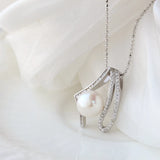 925 Silver Pendant Inlaid Freshwater Pearl Geometry Fine Jewelry