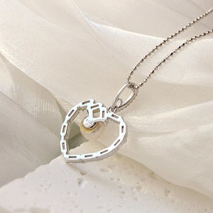 925 Silver Pendant w/ Natural Freshwater Pearl Lady Heart Shape Pendants