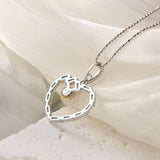 925 Silver Pendant w/ Natural Freshwater Pearl Lady Heart Shape Pendants
