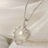 925 Silver Pendant w/ Natural Freshwater Pearl Lady Heart Shape Pendants
