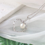 925 Silver Pendant w/ Natural Freshwater Pearl Lady Heart Shape Pendants