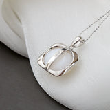 925 Silver Square Pendant Natural Pearl Shell Inlay High Jewelry Gift