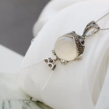 925 Silver Pendant Natural Chalcedony Fish Pendant Lady Jewelry