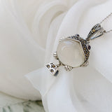 925 Silver Pendant Natural Chalcedony Fish Pendant Lady Jewelry