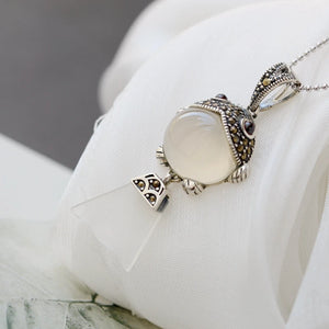 925 Silver Pendant Natural Chalcedony Fish Pendant Lady Jewelry