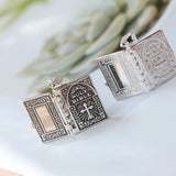 925 Silver Pendant Jesus Biblical Can Be Opened Books Retro Style Gift