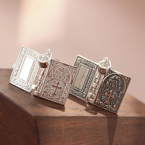 925 Silver Pendant Jesus Biblical Can Be Opened Books Retro Style Gift