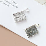 925 Silver Pendant Jesus Biblical Can Be Opened Books Retro Style Gift