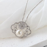 925 Silver Pendant with Freshwater Pearl Inlay, Retro Charm